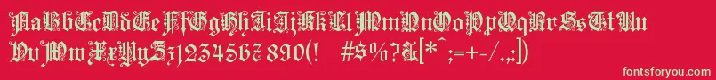 フォントKaiserzeitgotisch – 赤い背景に緑の文字