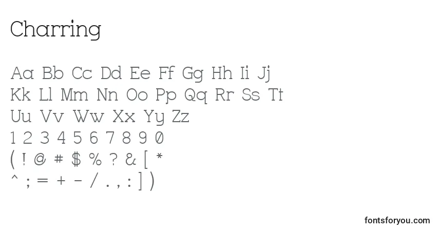 Charring Font – alphabet, numbers, special characters