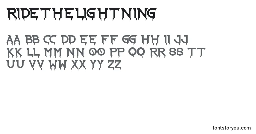 Czcionka RideTheLightning – alfabet, cyfry, specjalne znaki