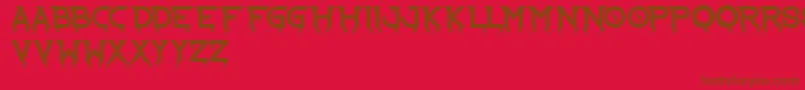 RideTheLightning-Schriftart – Braune Schriften auf rotem Hintergrund