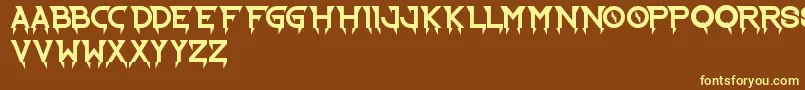 RideTheLightning-fontti – keltaiset fontit ruskealla taustalla