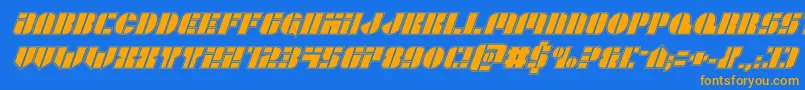 Leaguewarsacadital Font – Orange Fonts on Blue Background