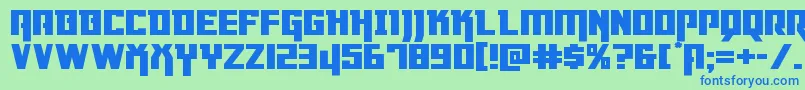 フォントDangerflightexppand – 青い文字は緑の背景です。