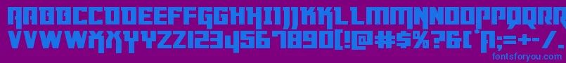 フォントDangerflightexppand – 紫色の背景に青い文字
