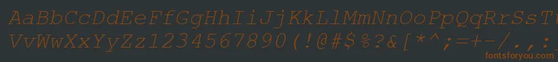 フォントCourtiercItalic – 黒い背景に茶色のフォント
