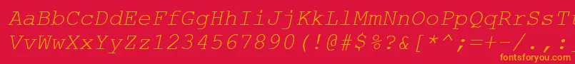 フォントCourtiercItalic – 赤い背景にオレンジの文字