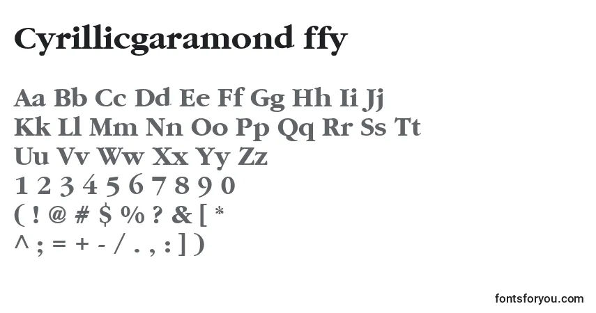 Cyrillicgaramond ffy-fontti – aakkoset, numerot, erikoismerkit