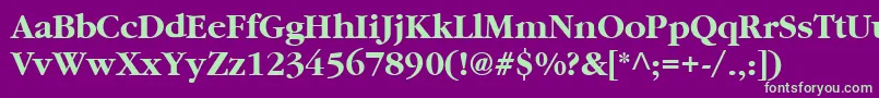 Cyrillicgaramond ffy Font – Green Fonts on Purple Background