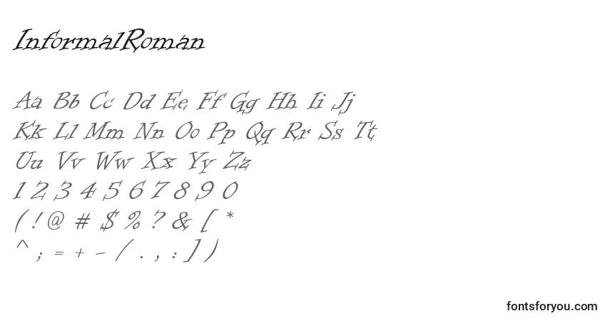 InformalRoman Font – alphabet, numbers, special characters