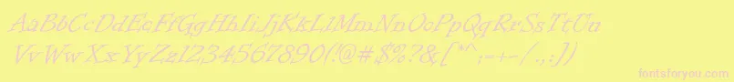 InformalRoman-fontti – vaaleanpunaiset fontit keltaisella taustalla
