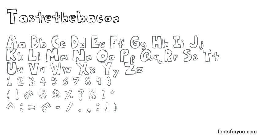 Schriftart Tastethebacon – Alphabet, Zahlen, spezielle Symbole