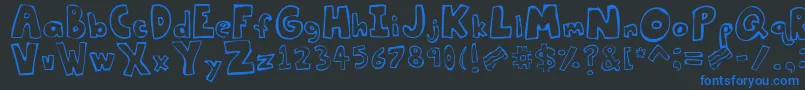 フォントTastethebacon – 黒い背景に青い文字