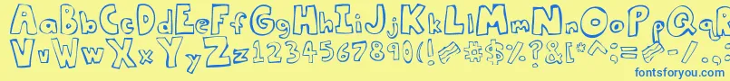 Weitere Informationen zur Tastethebacon-Schriftart Tastethebacon-Schriftart – Blaue Schriften auf gelbem Hintergrund