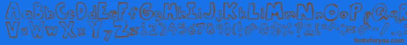 Tastethebacon-Schriftart – Braune Schriften auf blauem Hintergrund