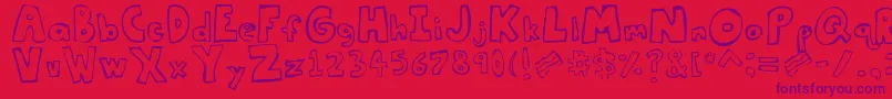 Tastethebacon-Schriftart – Violette Schriften auf rotem Hintergrund