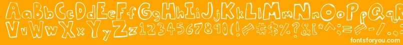 Tastethebacon-Schriftart – Weiße Schriften auf orangefarbenem Hintergrund