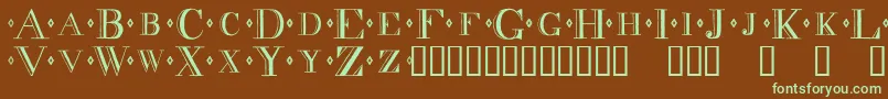 フォントDecadnce – 緑色の文字が茶色の背景にあります。