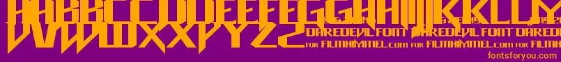 Czcionka Daredevil – pomarańczowe czcionki na fioletowym tle