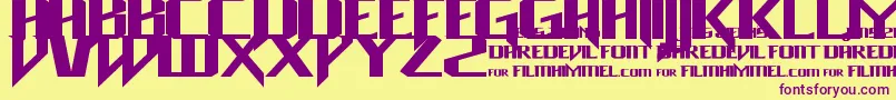 Daredevil Font – Purple Fonts on Yellow Background