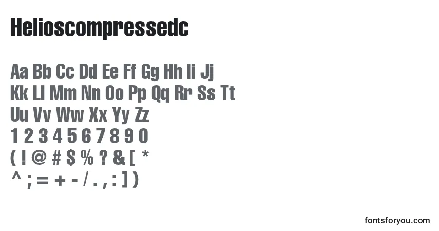 Czcionka Helioscompressedc – alfabet, cyfry, specjalne znaki