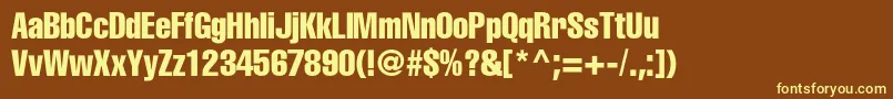 Helioscompressedc Font – Yellow Fonts on Brown Background