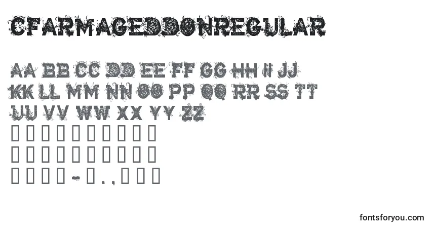 Шрифт CfarmageddonRegular – алфавит, цифры, специальные символы