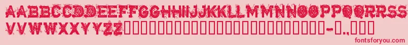 フォントCfarmageddonRegular – ピンクの背景に赤い文字