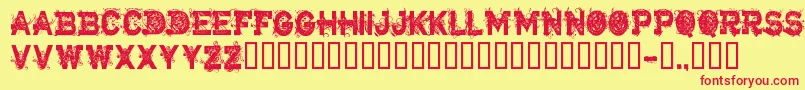 フォントCfarmageddonRegular – 赤い文字の黄色い背景