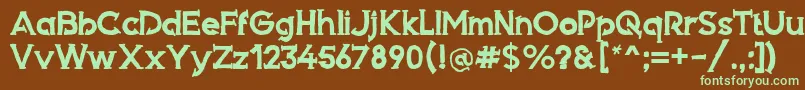 フォントArmed – 緑色の文字が茶色の背景にあります。