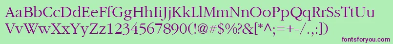 Шрифт IgaramondRegular – фиолетовые шрифты на зелёном фоне
