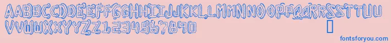 Więcej informacji o czcionce DymoGrungeBubbleExtras Czcionka DymoGrungeBubbleExtras – niebieskie czcionki na różowym tle