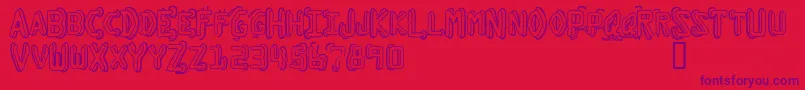 Więcej informacji o czcionce DymoGrungeBubbleExtras Czcionka DymoGrungeBubbleExtras – fioletowe czcionki na czerwonym tle