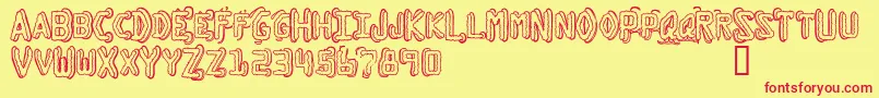 Подробнее о шрифте DymoGrungeBubbleExtras Шрифт DymoGrungeBubbleExtras – красные шрифты на жёлтом фоне