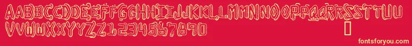 DymoGrungeBubbleExtras Font – Yellow Fonts on Red Background