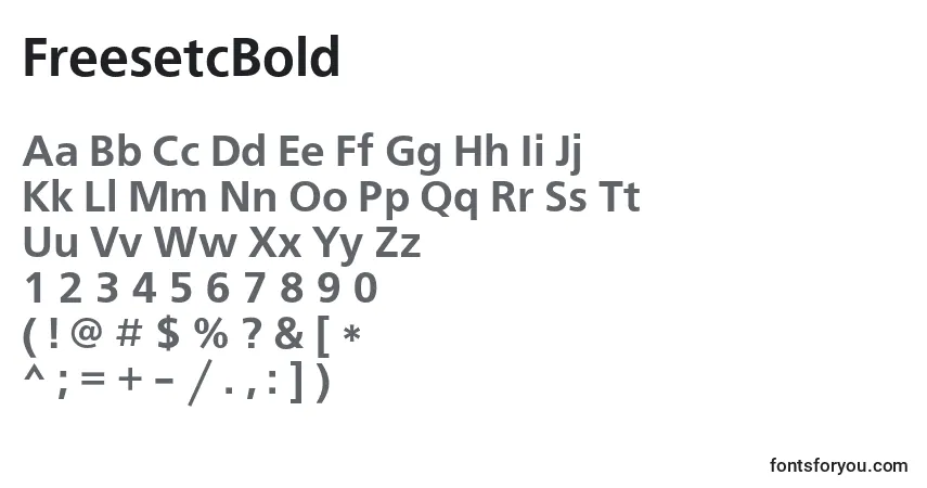 Czcionka FreesetcBold – alfabet, cyfry, specjalne znaki