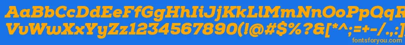 NexaSlabBlackItalic-fontti – oranssit fontit sinisellä taustalla