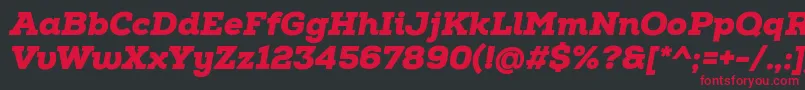 Czcionka NexaSlabBlackItalic – czerwone czcionki na czarnym tle