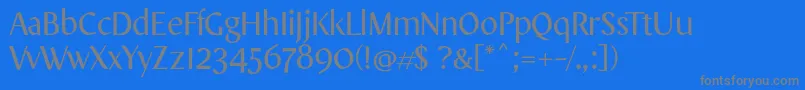 OnoDisplayRegular-fontti – harmaat kirjasimet sinisellä taustalla