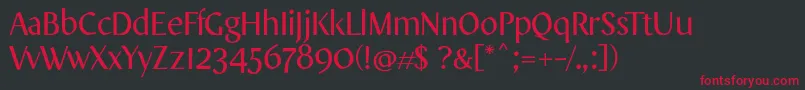 Czcionka OnoDisplayRegular – czerwone czcionki na czarnym tle