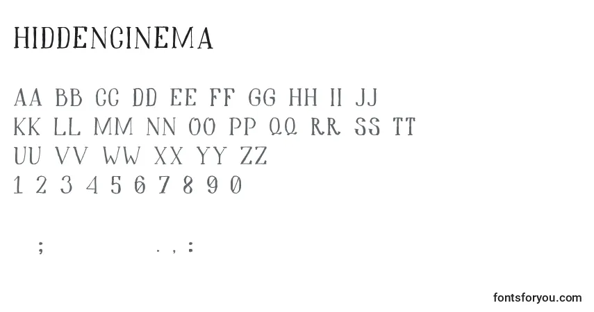 A fonte Hiddencinema – alfabeto, números, caracteres especiais