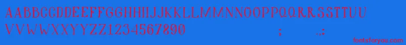 Hiddencinema-Schriftart – Rote Schriften auf blauem Hintergrund
