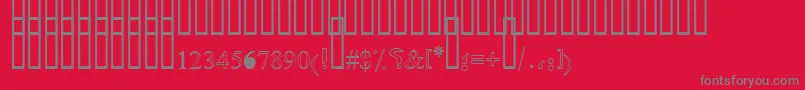 フォントOldAnticOutlineShaded – 赤い背景に灰色の文字