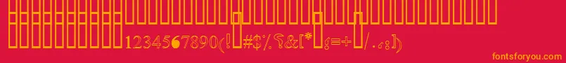 フォントOldAnticOutlineShaded – 赤い背景にオレンジの文字