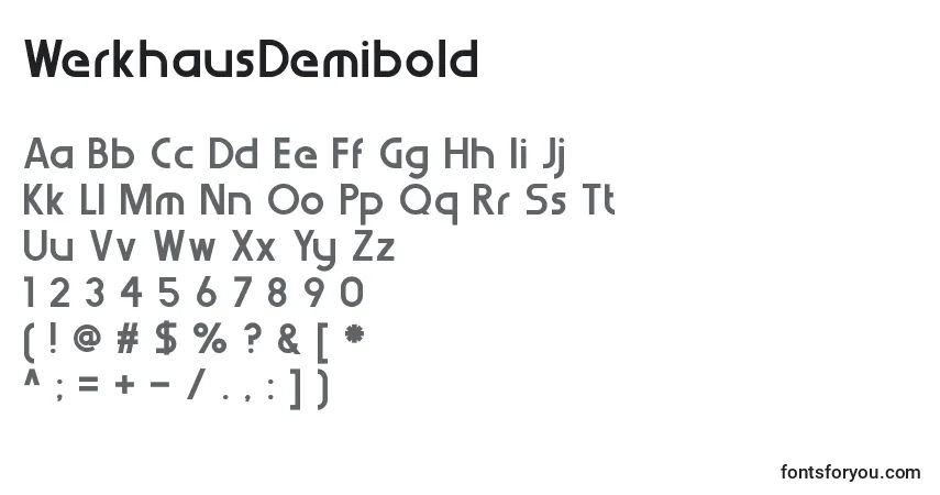 Czcionka WerkhausDemibold – alfabet, cyfry, specjalne znaki