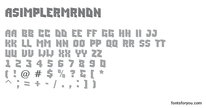Czcionka ASimplermrndn – alfabet, cyfry, specjalne znaki