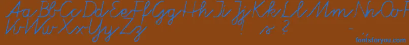 Tafelschrift-Schriftart – Blaue Schriften auf braunem Hintergrund