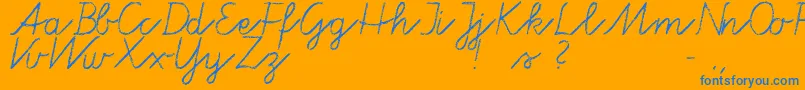 Tafelschrift-Schriftart – Blaue Schriften auf orangefarbenem Hintergrund