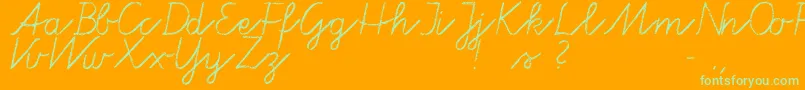 Tafelschrift-fontti – vihreät fontit oranssilla taustalla