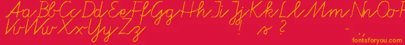 Tafelschrift-Schriftart – Orangefarbene Schriften auf rotem Hintergrund