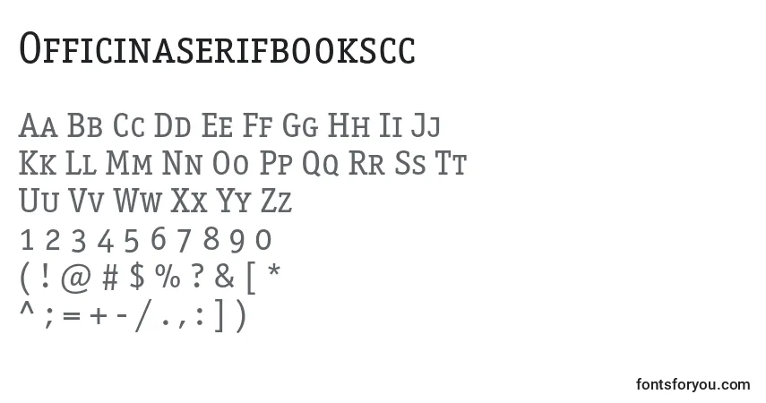 A fonte Officinaserifbookscc – alfabeto, números, caracteres especiais